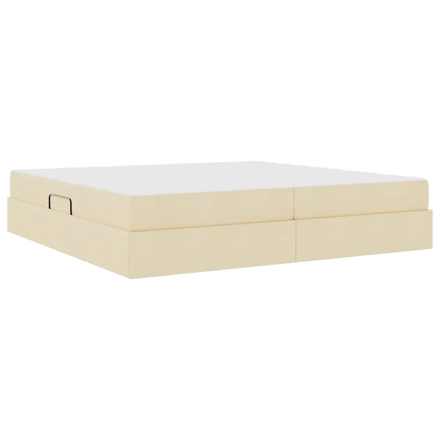 Lit avec rangement et matelas Crème 200 x 200 cm Polyester - 10