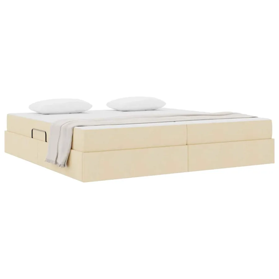 Lit avec rangement et matelas Crème 200 x 200 cm Polyester - 3