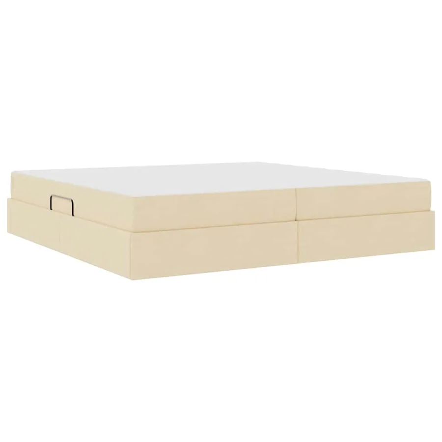 Lit avec rangement et matelas Crème 200 x 200 cm Polyester - 5