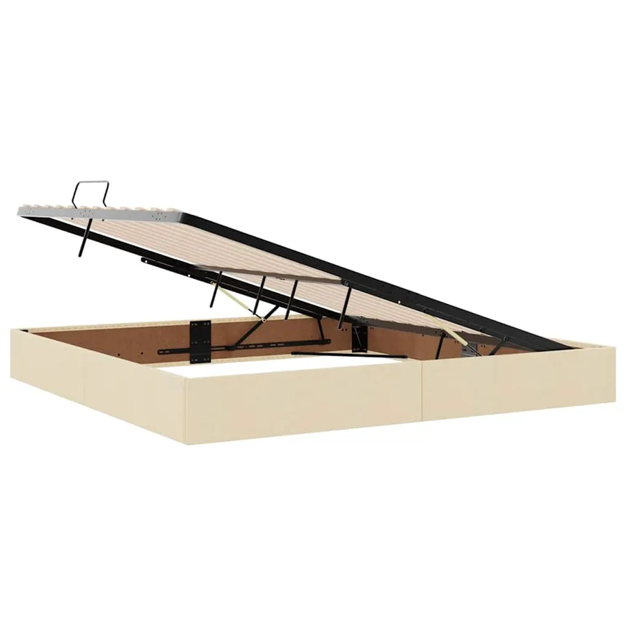 Lit avec rangement et matelas Crème 200 x 200 cm Polyester - 6