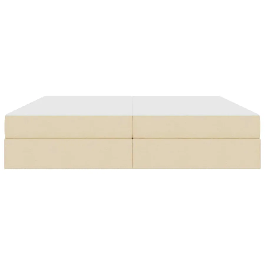 Lit avec rangement et matelas Crème 200 x 200 cm Polyester - 7