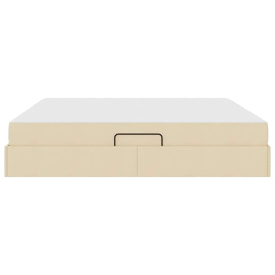 Lit avec rangement et matelas Crème 200 x 200 cm Polyester - 9