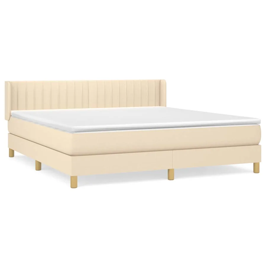 Sommier à lattes de lit avec matelas Crème 180x200 cm Tissu - 2