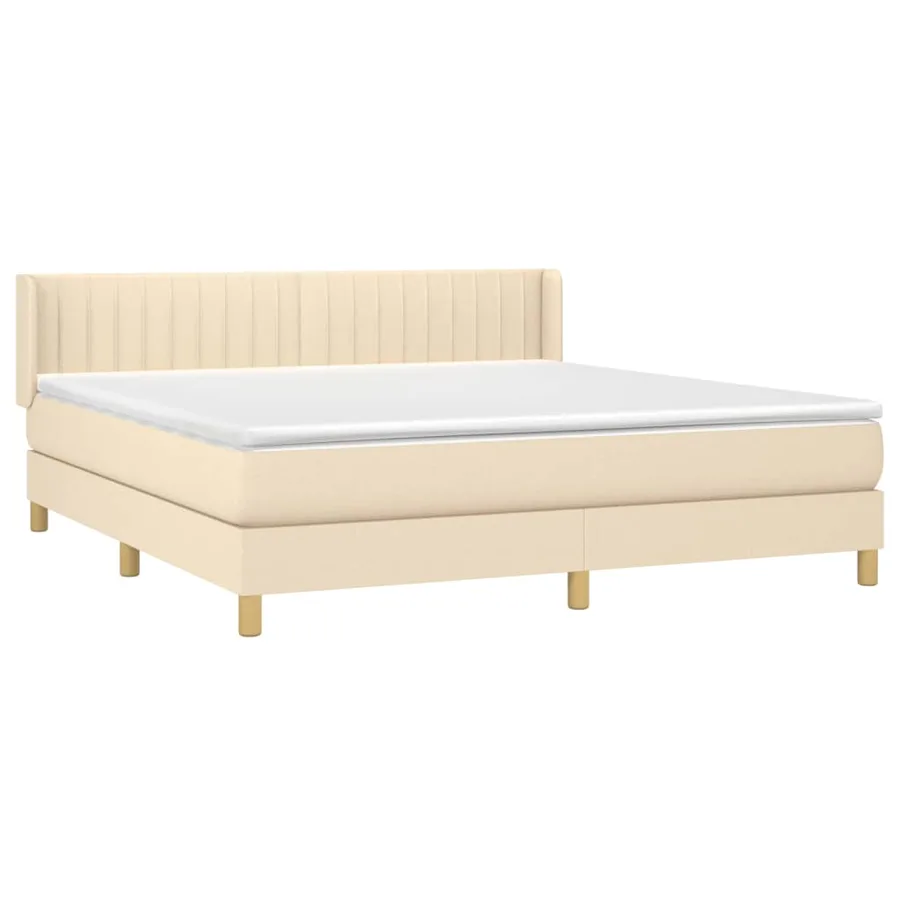 Sommier à lattes de lit avec matelas Crème 180x200 cm Tissu - 3