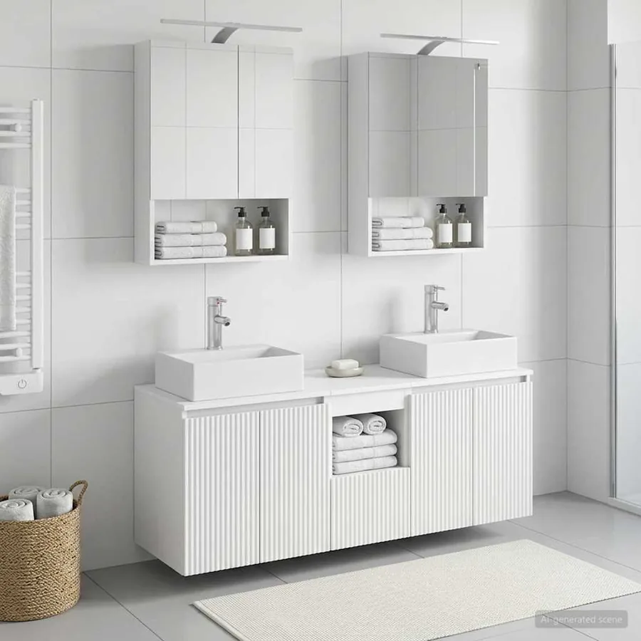 Ensemble d'armoire de salle de bain 5 pcs Blanc