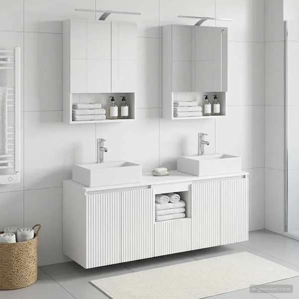 Ensemble d'armoire de salle de bain 5 pcs Blanc