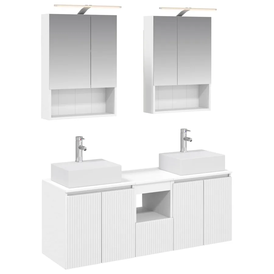 Ensemble d'armoire de salle de bain 5 pcs Blanc - 2