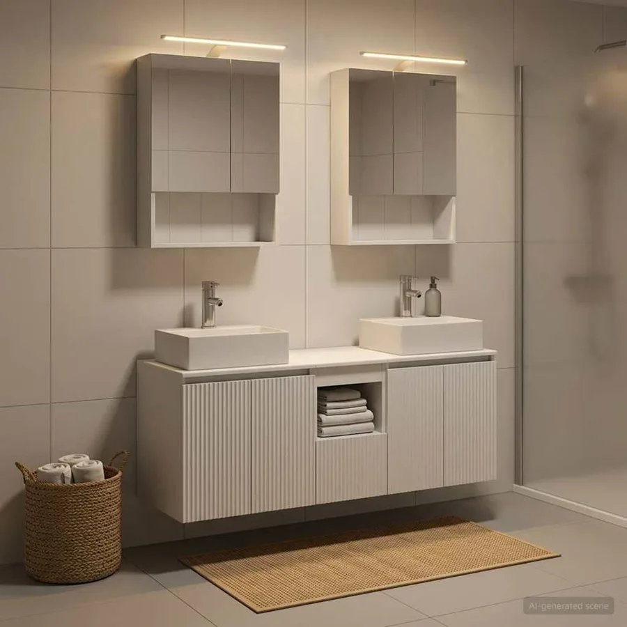 Ensemble d'armoire de salle de bain 5 pcs Blanc - 4