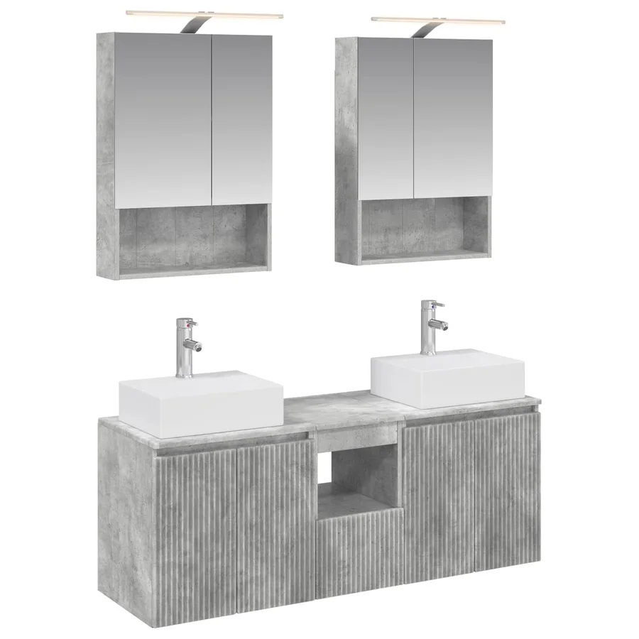 Ensemble d'armoire de salle de bain 5 pcs Gris béton - 2