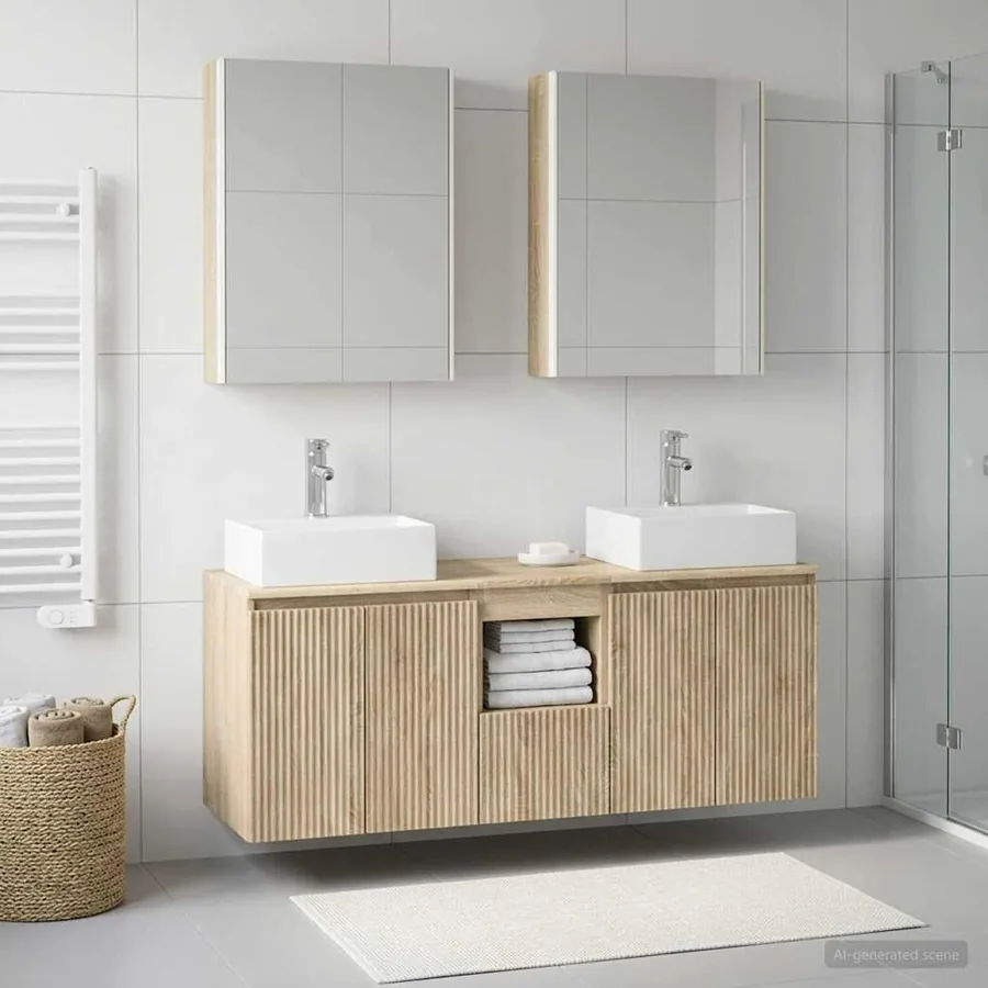 Ensemble d'armoire de salle de bain 5 pcs Chêne Sonoma