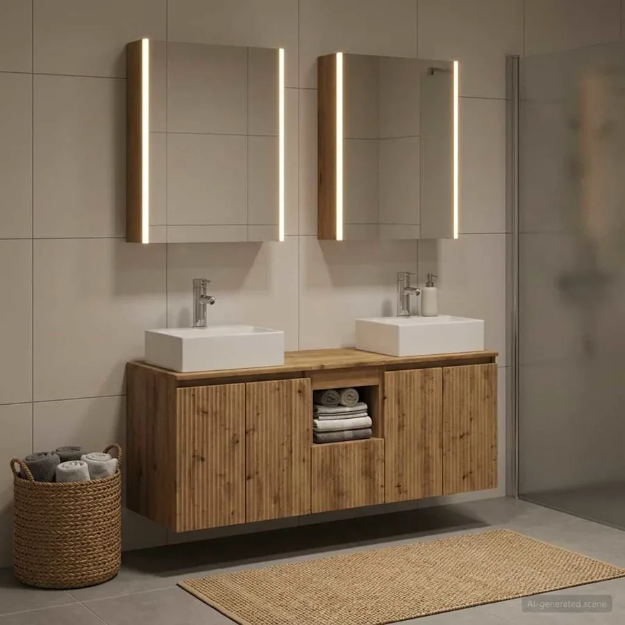 Ensemble d'armoire de salle de bain 5 pc Chêne artisanal