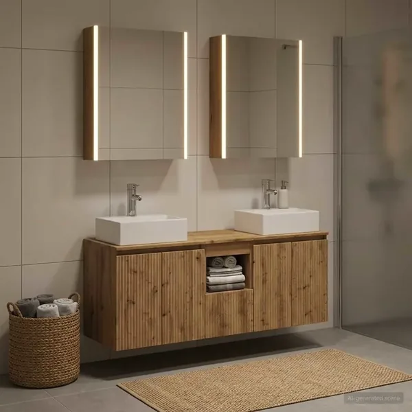 Ensemble d'armoire de salle de bain 5 pc Chêne artisanal