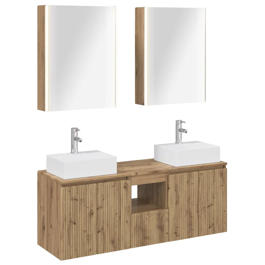 Ensemble d'armoire de salle de bain 5 pc Chêne artisanal - 2
