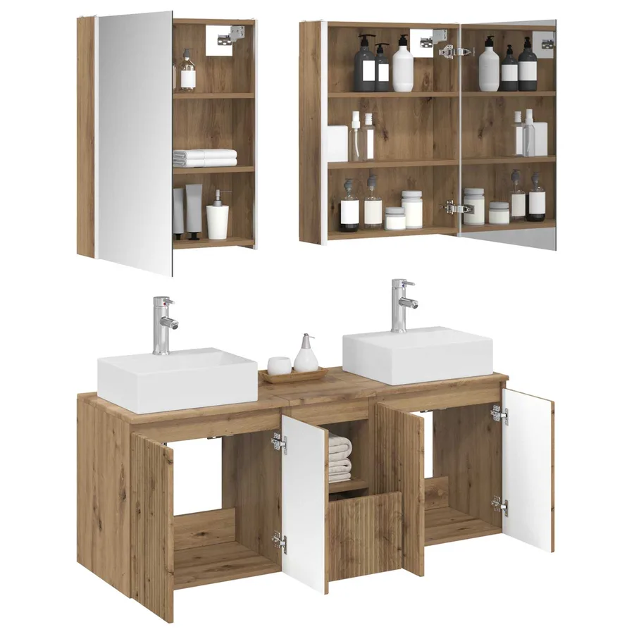 Ensemble d'armoire de salle de bain 5 pc Chêne artisanal - 3
