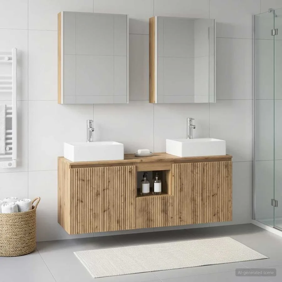 Ensemble d'armoire de salle de bain 5 pc Chêne artisanal - 4