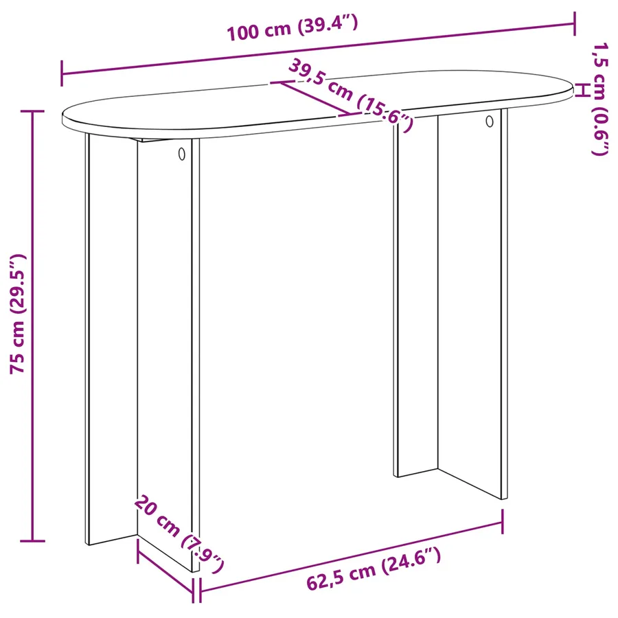 Table console Chêne artisanal 100 x 39,5 x 75 cm - 10