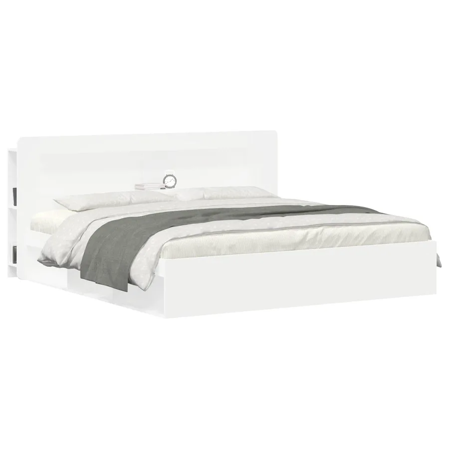 Cabinet de Tête de Lit avec stockage Blanc Bois d’ingénierie - 3