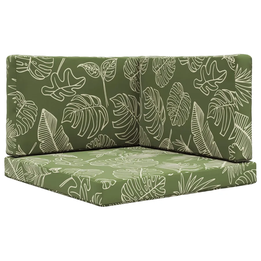 Coussin de canapé d'extérieur 3 pcs Modèle feuille Polyester - 2