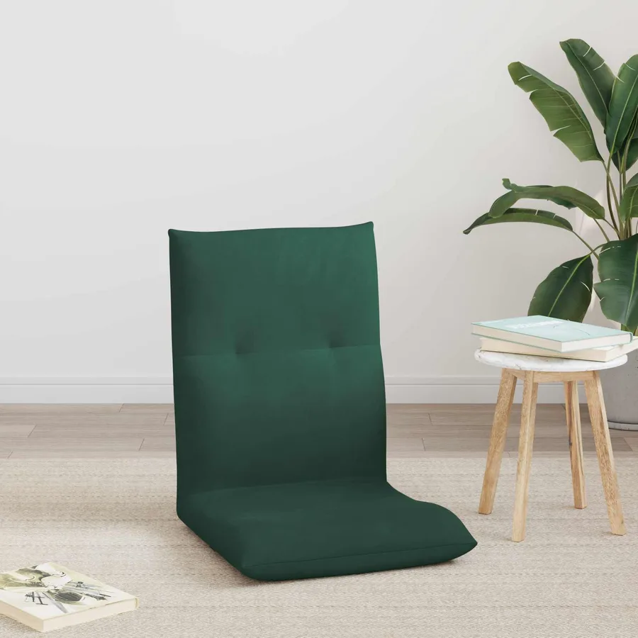 Fauteuil de sol ajustable Vert foncé Velours - 3