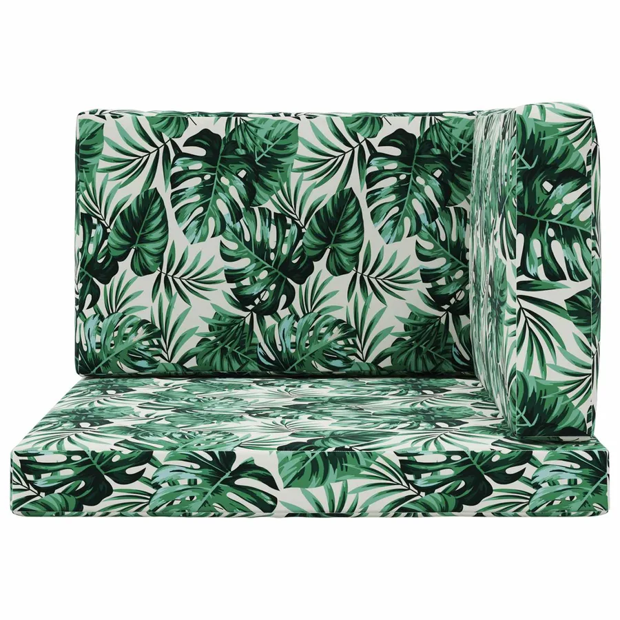 Coussin de canapé d'extérieur 3 pcs Motif feuille Polyester - 6