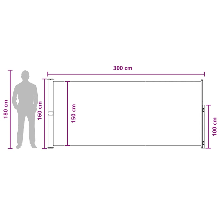 Store latéral rétractable 160 x 300 cm Polyester Rectangulaire - 7