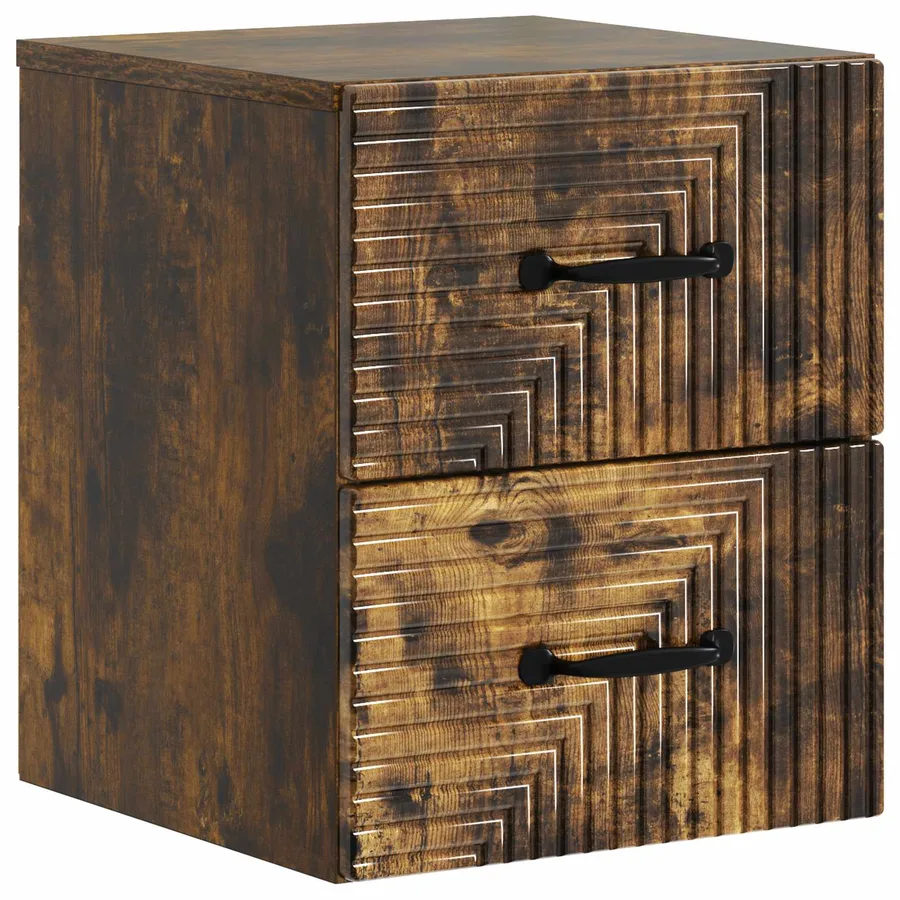Cabinet de chevet mural 2 pcs Chêne fumé 34,5 x 33 x 40 cm - 5