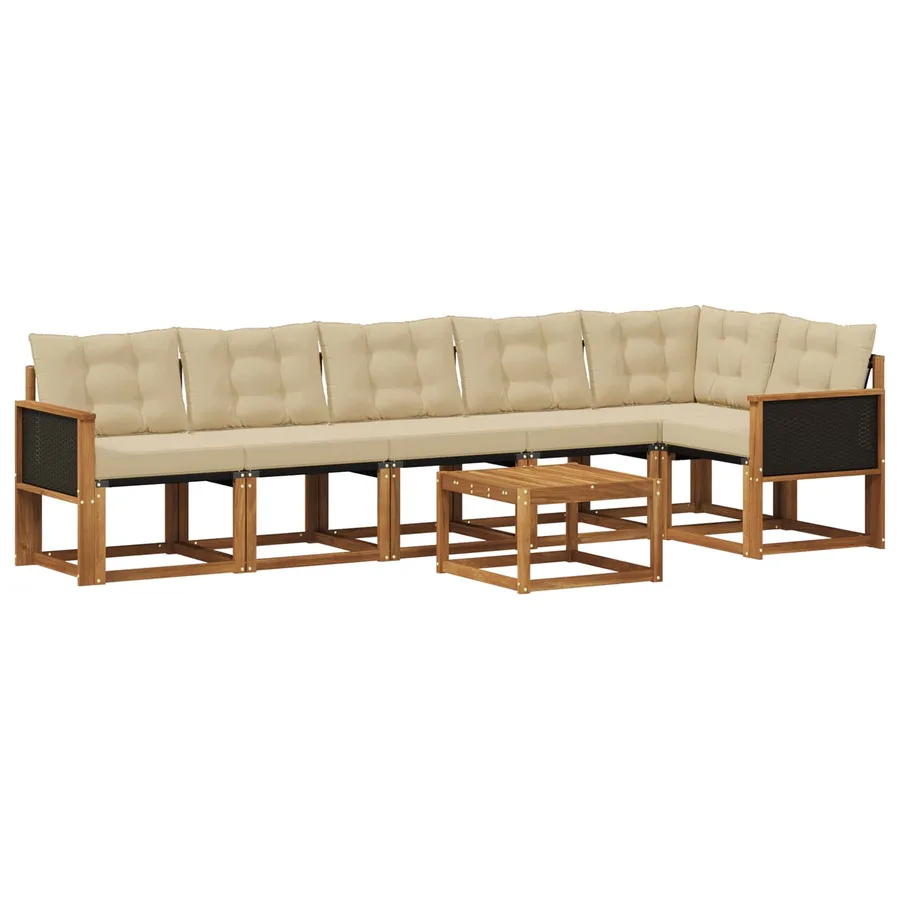 Ensemble de canapés d'extérieur 7 pcs Naturel et Beige - 2
