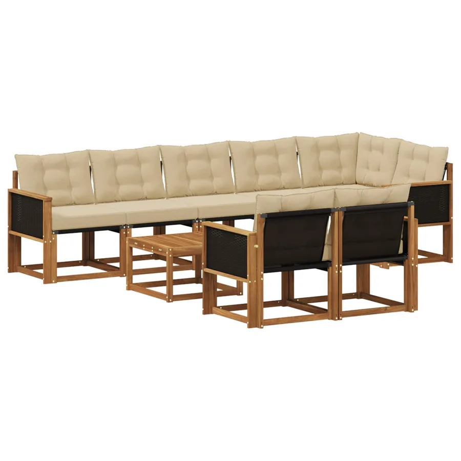 Ensemble de canapés d'extérieur 9 pcs Naturel et Beige - 2
