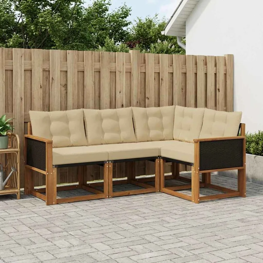 Ensemble de canapés d'extérieur 4 pcs Naturel et Beige