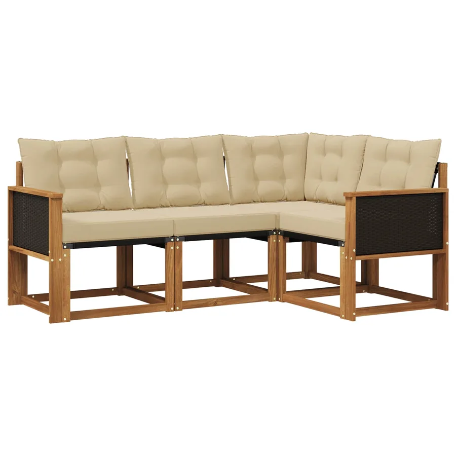 Ensemble de canapés d'extérieur 4 pcs Naturel et Beige - 2