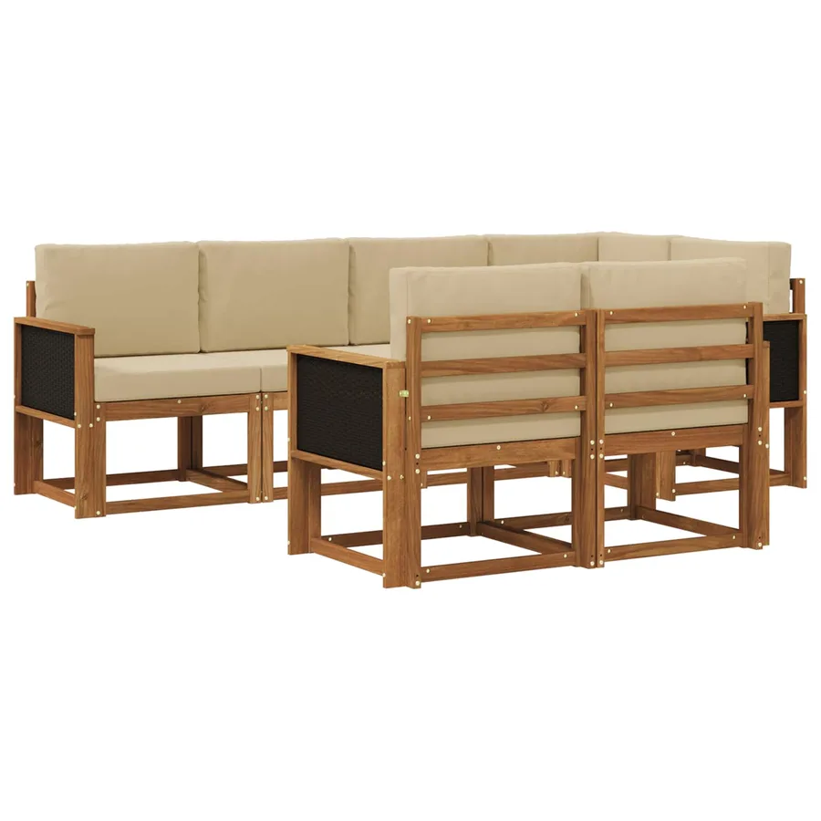 Ensemble de canapés d'extérieur 7 pcs Naturel et Beige - 2