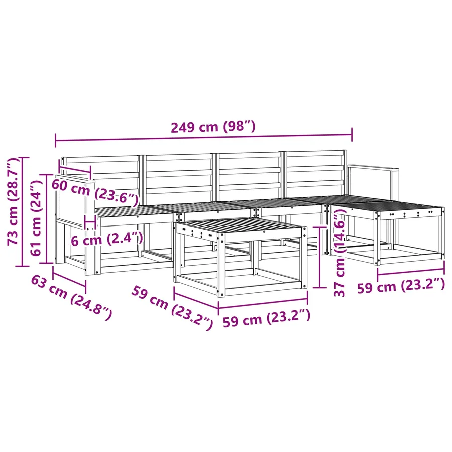 Ensemble de canapés d'extérieur 6 pcs Naturel - 7