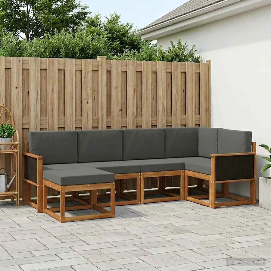 Ensemble de canapés d'extérieur 6 pcs Naturel et Anthracite