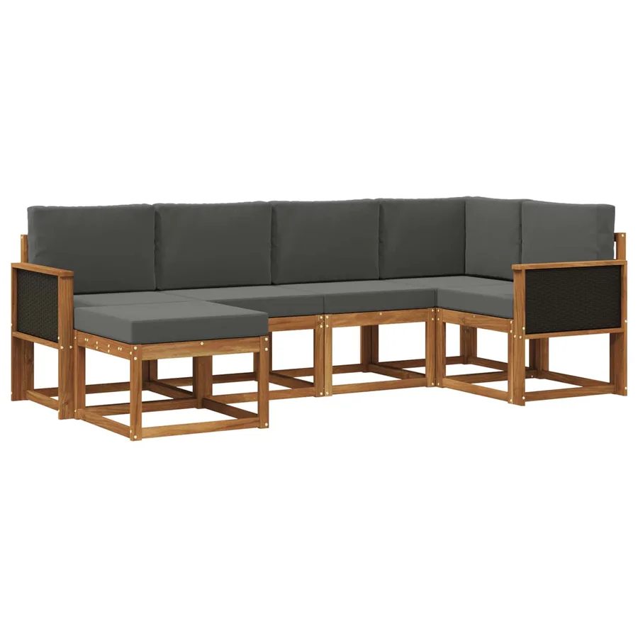Ensemble de canapés d'extérieur 6 pcs Naturel et Anthracite - 2