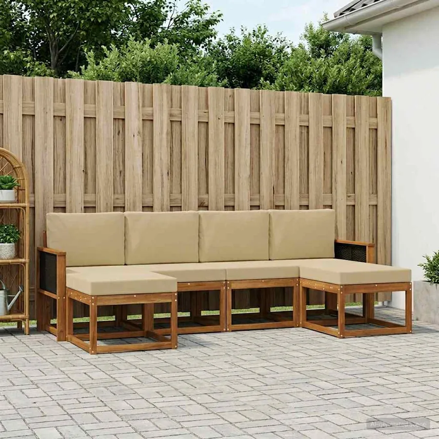 Ensemble de canapés d'extérieur 6 pcs Naturel et Beige
