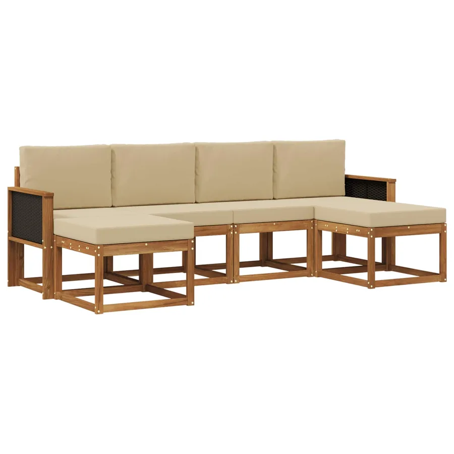 Ensemble de canapés d'extérieur 6 pcs Naturel et Beige - 2