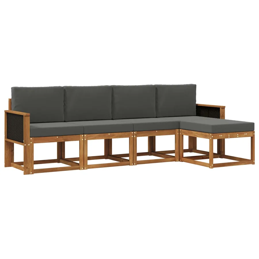 Ensemble de canapés d'extérieur 5 pcs Naturel et Anthracite - 2