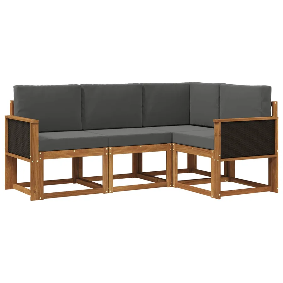Ensemble de canapés d'extérieur 4 pcs Naturel et Anthracite - 2