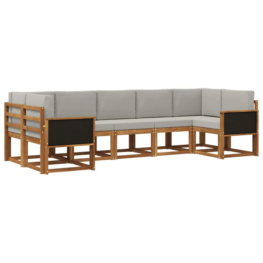 Ensemble de canapés d'extérieur 7 pc Naturel et gris clair - 2