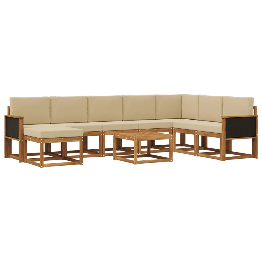 Ensemble de canapés d'extérieur 9 pcs Naturel et Beige - 2