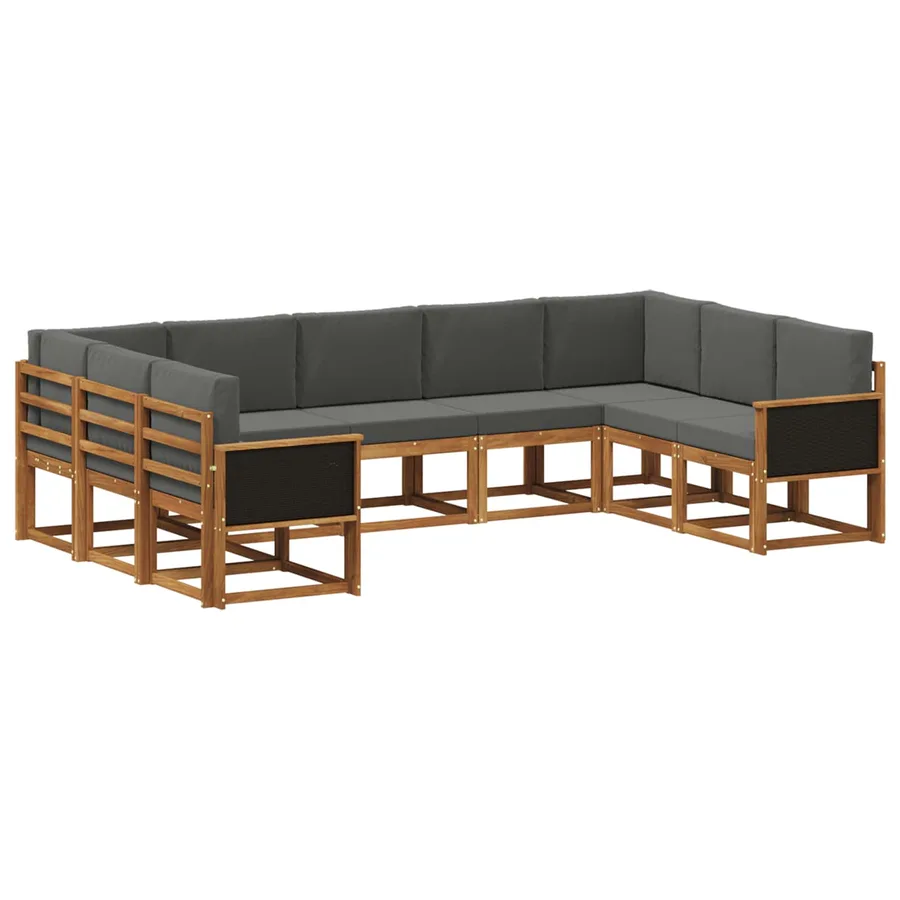 Ensemble de canapés d'extérieur 9 pcs Naturel et Anthracite - 2