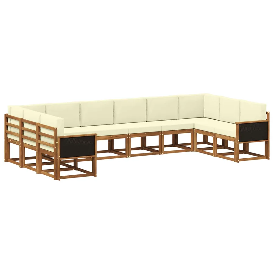 Ensemble de canapés d'extérieur 10 pcs Naturel et Crème - 2