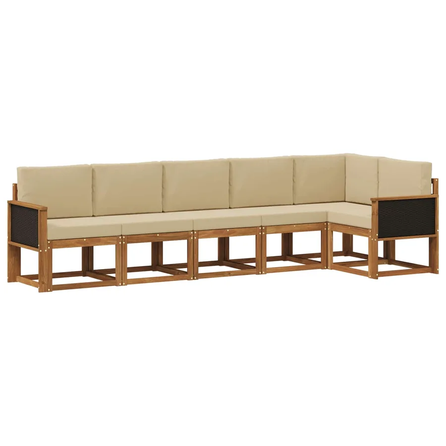 Ensemble de canapés d'extérieur 6 pcs Naturel et Beige - 2