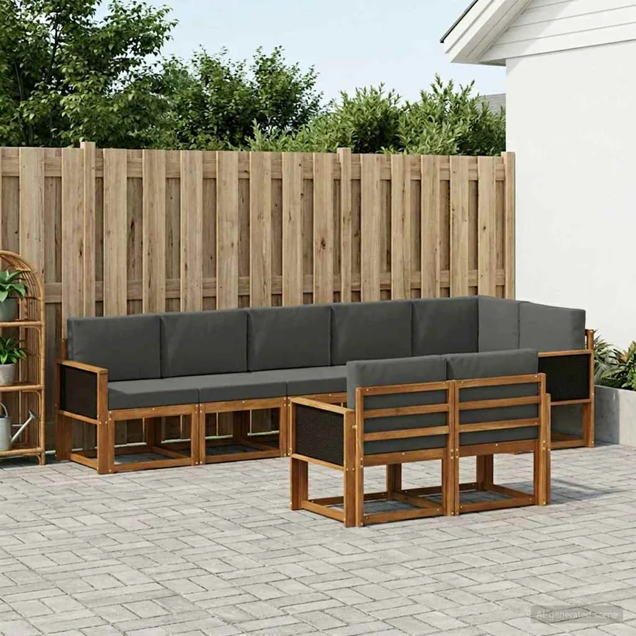 Ensemble de canapés d'extérieur 8 pcs Naturel et Anthracite