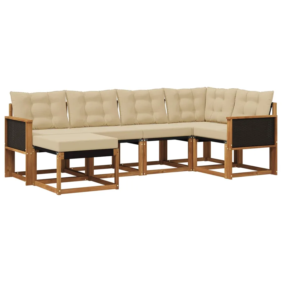 Ensemble de canapés d'extérieur 6 pcs Naturel et Beige - 2