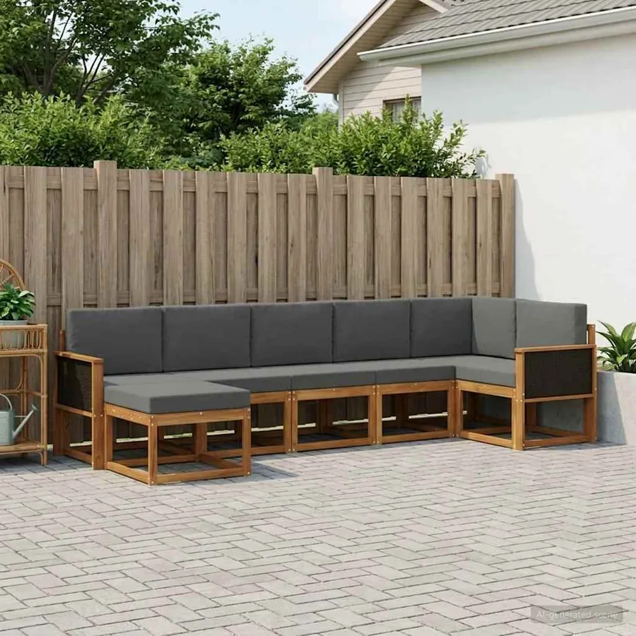 Ensemble de canapés d'extérieur 7 pcs Naturel et Anthracite