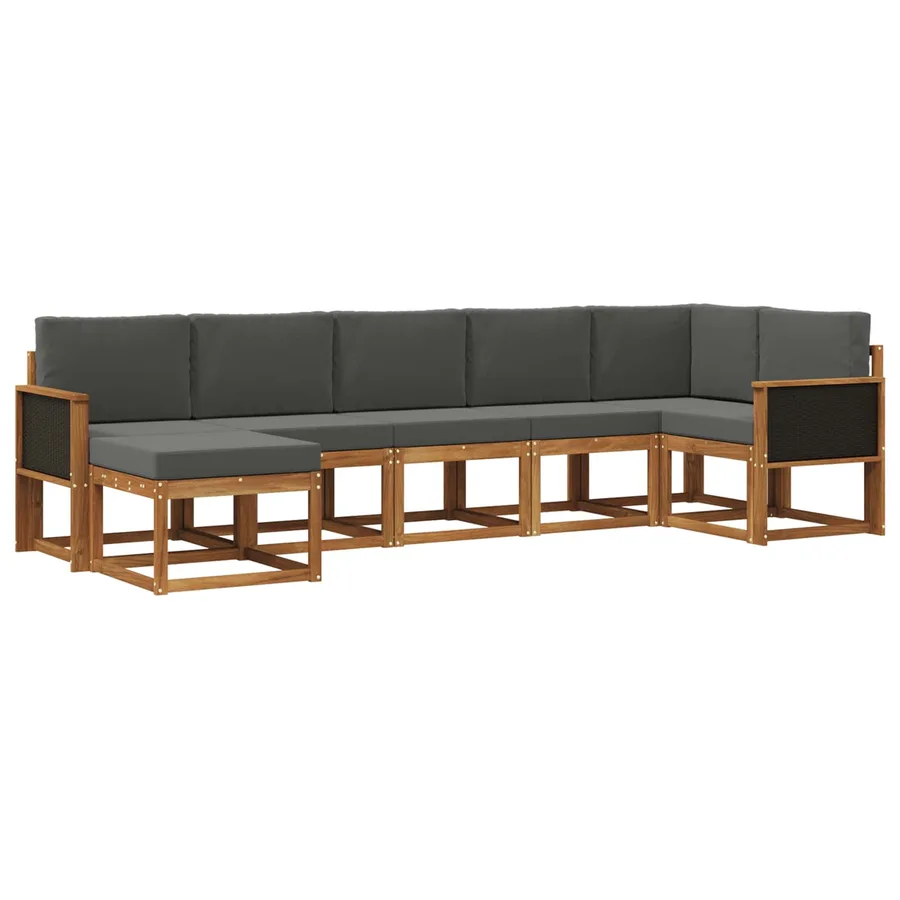 Ensemble de canapés d'extérieur 7 pcs Naturel et Anthracite - 2