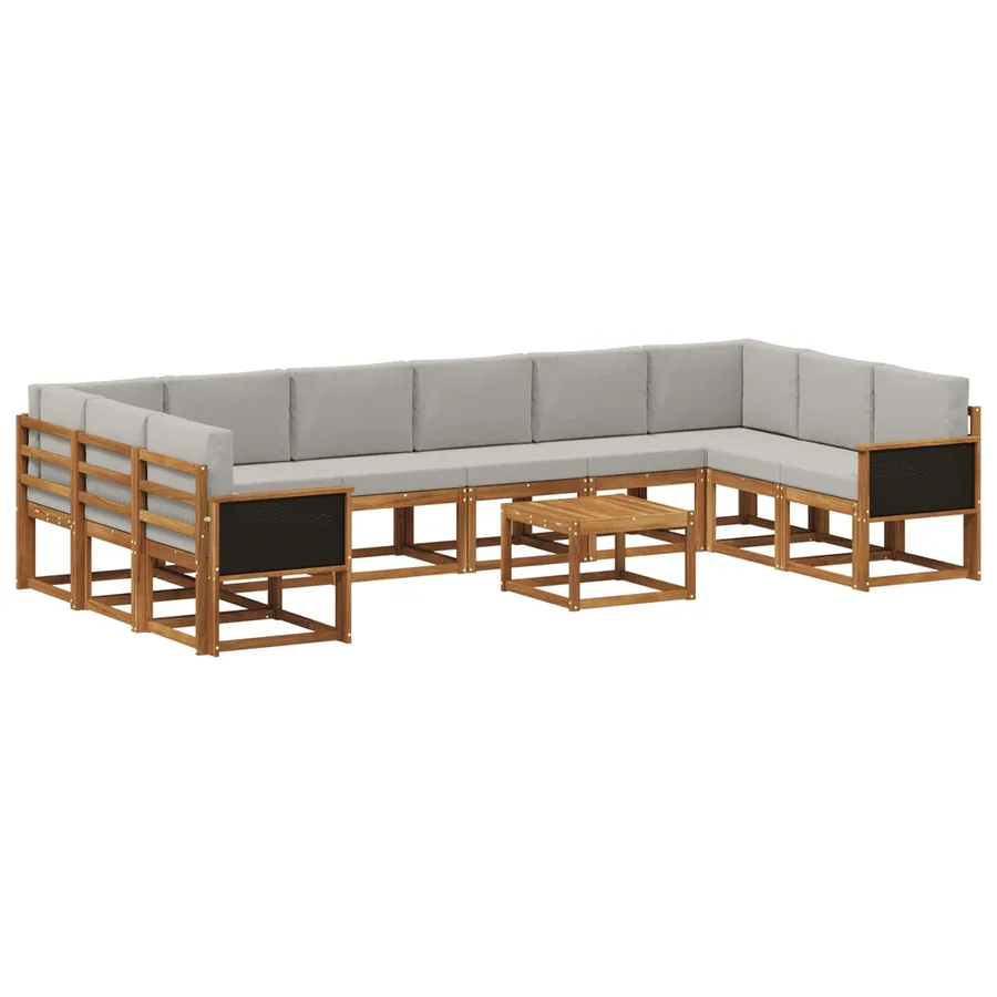 Ensemble de canapés d'extérieur 11 pcs Naturel et gris clair - 2