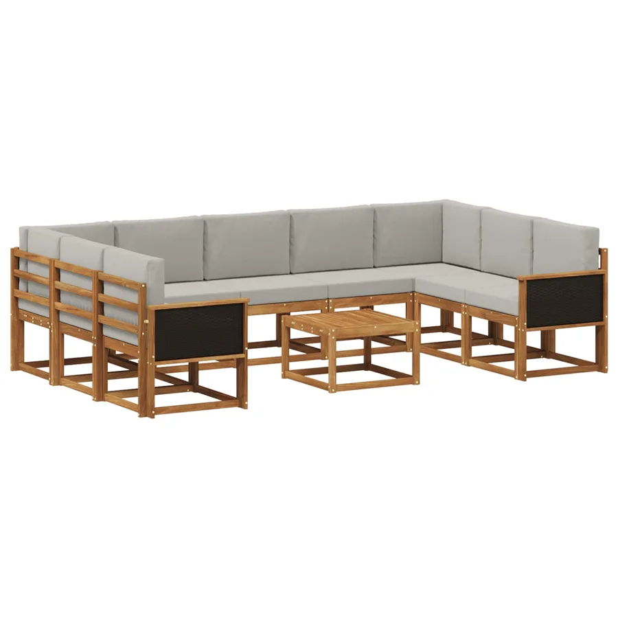 Ensemble de canapés d'extérieur 10 pcs Naturel et gris clair - 2