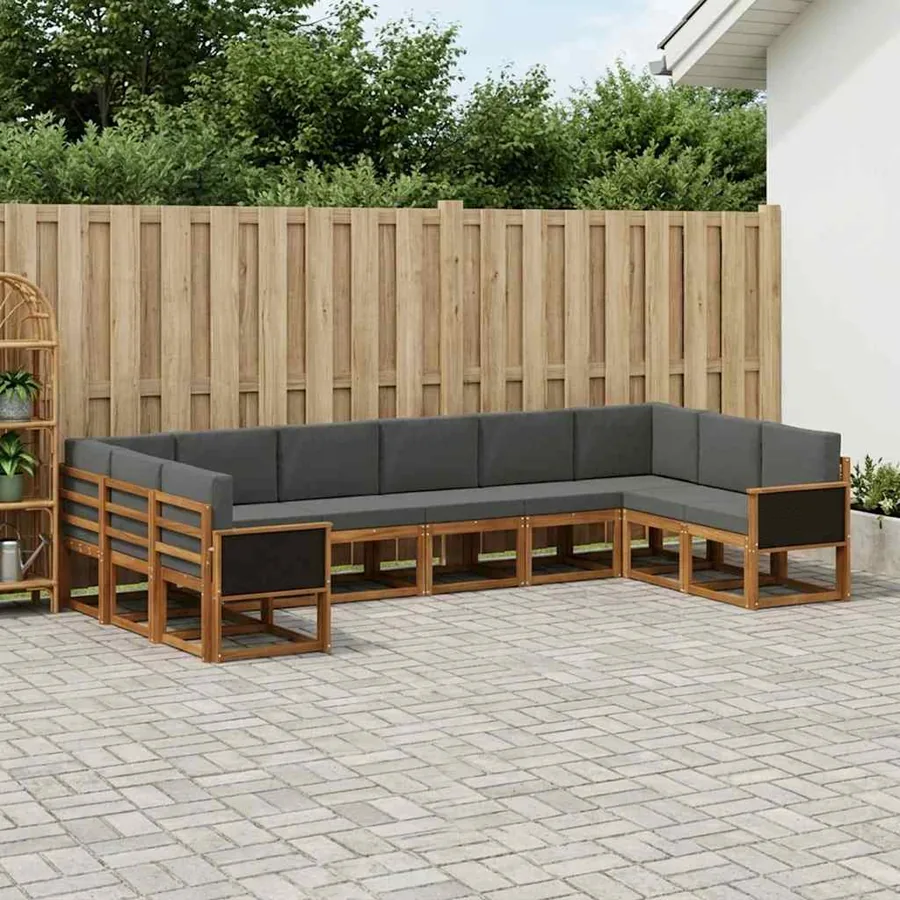 Ensemble de canapés d'extérieur 10 pcs Naturel et Anthracite